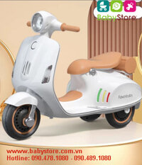 Xe máy điện trẻ em vespa kiểu dáng thanh lịch (hồng,trắng,xanh,BH 1 năm)