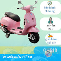 Xe Máy Điện Trẻ Em, Xe điện vespa Q - 618 cho bé sử dụng chân ga đa chức năng