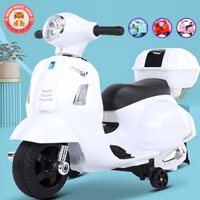Xe Máy Điện, Xe Vespa Cho Bé Full Màu Trắng, Hồng, Xanh, Đỏ Kèm Sạc Điện Có Đèn Và Nhạc Vui Nhộn