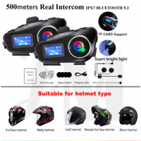 Xe Máy Liên Lạc Mũ Bảo Hiểm Bluetooth5.3 Tai Nghe Không Dây Intercommuniador Màn Hình LCD Đài FM Âm Nhạc Chia Sẻ Chống Thấm Nước IPX7