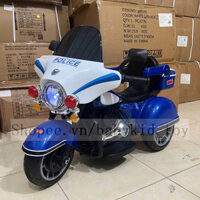 Xe Máy Mô Tô Điện 3 Bánh POLICE 609 Cho Bé Tự Lái, Tải Trọng 40KG, Chức Năng Nhạc Còi, Đèn, Hộp Để Đồ (Xanh Dương)