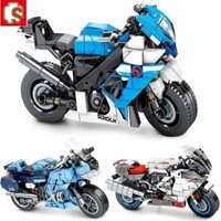 Xe máy tương thích LEGO đua xe thể thao mô hình lắp ráp đồ chơi xe máy khó quà tặng cho bé trai