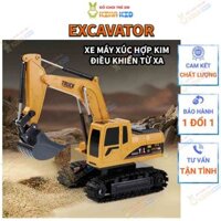 Xe máy xúc điều khiển từ xa NO1203T, gầu múc kim loại, 6 kênh, điều khiển cẩu xúc tự động thú vị cho bé