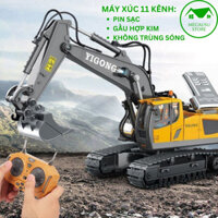 Xe Máy Xúc Điều Khiển Từ Xa, Xe Cuốc Điều Khiển (Gầu SẮT,Pin sạc, Đèn Led, Bánh xích cao su), xe ben điều khiển