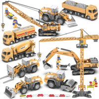 Xe mô hình đồ chơi công trình cho bé, máy xúc, cần cẩu, xe ủi nhựa ABS an toàn chịu va đập tốt 89099