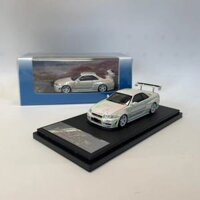 Xe mô hình Fuji 1: 64 Nissan Skyline GT-R R34 Nismo Z-Tune Cánh cao Chrome Ngọc trai trắng