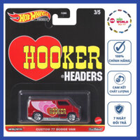 Xe mô hình Hot Wheels Premium Hooker Headers Series Custom 77 Dodge Van GRL26, bánh cao su.