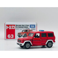 Xe mô hình màu đỏ Tomica 63 Mercedes Benz G-Class Fire Command Vehicle