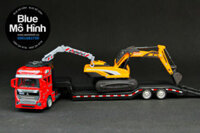 Xe mô hình xe cần cẩu container chở xe múc