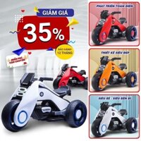 Xe mô tô điện trẻ em kiểu dáng thể thao thiết kế 3 bánh xe giúp giữ thăng bằng tránh bị ngã có đèn LED & âm nhạc