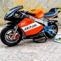 Xe mô tô mini 50cc có còi (màu Cam Repsol)