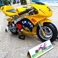 Xe mô tô mini 50cc có còi (màu Vàng Suzuki)