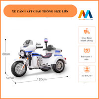Xe mô tô, xe máy điện cho bé Police SMT-111 cho bé hàng cao cấp nhựa nguyên sinh (bộ đàm, yên da, chìa khóa, còi hú...)