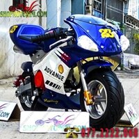 Xe moto mini 50cc có còi đèn (màu Xanh Yamaha)