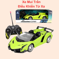 Xe mui trần điều khiển ô tô mui trần điều khiển từ xa màu xanh lá có đèn pha sáng di chuyển 4 chiều