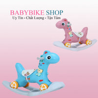Xe ngựa bập bênh cho bé 2in1 xa chòi chân có nhạc.