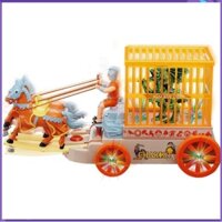 xe ngựa chở quái thú có đèn nhạc, chạy nhấp nhô như thật