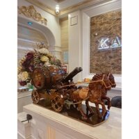 Xe ngựa kéo pháo, xe ngựa kéo trống rượu tặng kèm túi thiếc bạc đựng rượu 5lit