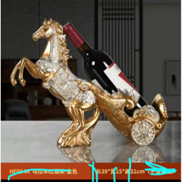 Xe Ngựa Kéo Rượu Vang - Kệ Đựng Rượu Hình Con Ngựa ( tặng dây xu may mắn)