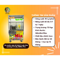 Xe nước mía tủ kính 3 rulo kim cương 2-3 cây 800w Pro