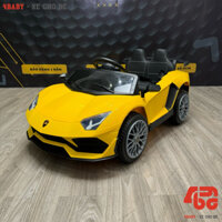 Xe ô tô điện cho bé LAMBOGHINI 4BABYVN HD918 Ghế Da, Bánh Cao su ,4 động cơ full chức năng còi nhạc đèn, bluetooth
