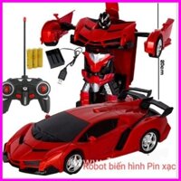 Xe ô tô điều khiển từ xa biến hình thành Robot siêu nhân đồ chơi trẻ em giá rẻ rc pin sạc