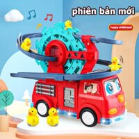 Xe ô tô đồ chơi cứu hỏa chở đường đua vịt leo cầu thang cầu trượt có đèn nhạc cho bé, đồ chơi trẻ em BOBI.KIDS OT15