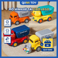 Xe Ô Tô Đồ Chơi Khủng Long Vịt Máy Xúc Máy Lu Chở Lego 124 Chi Tiết Lắp Ráp Cho Bé
