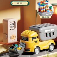 Xe ô tô đồ chơi khủng long vịt máy xúc chở 124 chi tiết lego cho bé trai gái lắp ráp sáng tạo - KANDY
