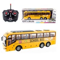 Xe ô tô School bus điều khiển từ xa sóng 27mhz sử dụng pin AA có đèn sáng mô hình bằng nhựa tỉ lệ 1:30