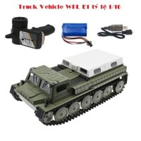 Xe ô tô tải quân sự điều khiển từ xa WPL E1 tỷ lệ 1/16 đồ chơi tank bánh xích E-1 RC Car E 1 sóng 2.4Ghz, có đèn led, điều tốc.