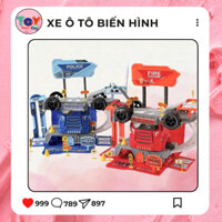 Xe ô tô trẻ em cỡ lớn cho bé trai bộ xe cứu hỏa, xe cảnh sát lắp ráp
