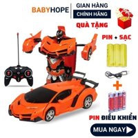 Xe oto điều khiển từ xa biến hình thành robot có sạc pin, có tặng kèm 5 pin AA