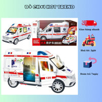 Xe oto đồ chơi xe cứu thương có đèn và nhạc loại cao cấp cho bé H38