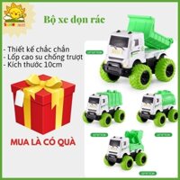 Xe rác đồ chơi, bánh xe lớn bằng cao su, Bộ xe ô tô đồ chơi cho bé có 4 loại cho bé khám phá về môi trường - Sunny Kids