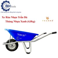 Xe rùa thùng nhựa (4kg) xanh dương, sườn mạ kẽm, bánh hơi 3.50-8, tải trọng 180 Kg