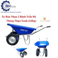 Xe rùa thùng nhựa (4kg) xanh dương, sườn mạ kẽm, 2 bánh hơi 3.50-8, tải trọng 180 Kg