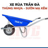 Xe rùa thùng nhựa xanh dương Trần Đà sườn mạ kẽm, bánh hơi 3.50-8, tải trọng 150 Kg - Xe đẩy hàng xây dựng Xe cút kít