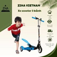 Xe scooter cho bé 3 in 1 ZIHA, xe trượt scooter bản mới có 2 bàn đạp, dành cho bé từ 3 đến 10 tuổi