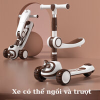 Xe Scooter chòi chân cho bé BẢN TO trượt đẩy tập đi 3IN1 Bánh xe phát sáng và Có nhạc tải trọng 90kg
