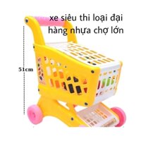 Xe siêu thi loại lớn.hàng nhựa chợ lớn.có túi trái cây cho bé đẩy đi chơi.