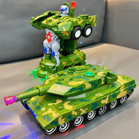 Xe Tăng Biến Hình Siêu Nhân Robot Tự Động Có Đèn - Có Nhạc Và Tự Quay Đầu Cho Bé, Xe Đồ Chơi Robot