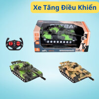 Xe tăng điều khiển từ xa 27cm có đèn sáng di chuyển 4 chiều siêu thích cho bé đam mê vui chơi