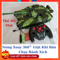 Xe Tăng Điều Khiển Từ Xa Chạy Bánh Xích, Điều Khiển Xoay Nòng 360 Độ, Giật Lùi Khi Bắn, Sử Dụng Pin Sạc