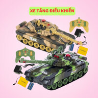 Xe Tăng Điều Khiển Từ Xa Mô Hình Xe Tăng Điều Khiển có dây xích cho bé vui chơi mọi loại địa hình có nhạc vui nhộn