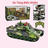 Xe tăng điều khiển từ xa mô hình xe tăng điều khiển chạy vượt địa hình quay nòng và phát nhạc cao cấp