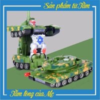 Xe Tăng Đồ Chơi, Xe Tăng Biến Hình Robot Tự Động Phát Nhạc, Đèn Lấp Lánh