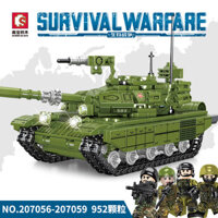 xe tăng T-90 Mô hình lắp ráp 4 trong 1 đồ chơi sáng tạo lắp ráp mô hình bộ lắp ghép mô hình