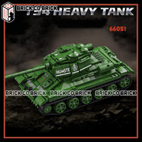Xe Tank T34 Đồ chơi Lắp ráp Xe Tăng Quân đội Thế Chiến Hạng Nhẹ cơ động Mô hình quân sự Sáng tạo T34 66051