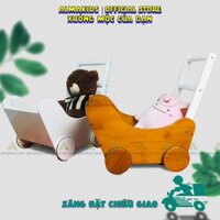 Xe Tập Đi Của Bé, Xe Đẩy Có Thùng Bằng Gỗ Đa Năng Cho Bé Alma Kids AMK2103.